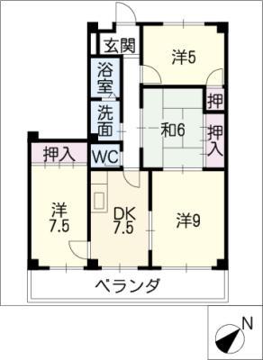 ベレーザ(4DK/4階)の間取り写真