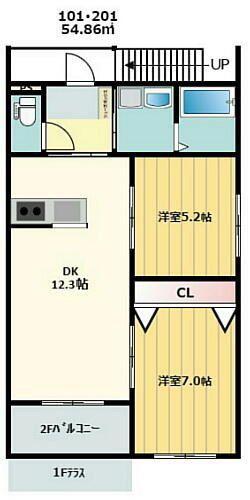 KALMIA(2LDK/1階)の間取り写真