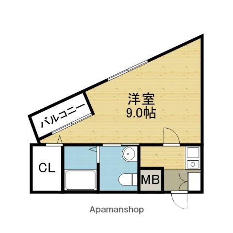 アドバンス俊徳(1K/3階)の間取り写真