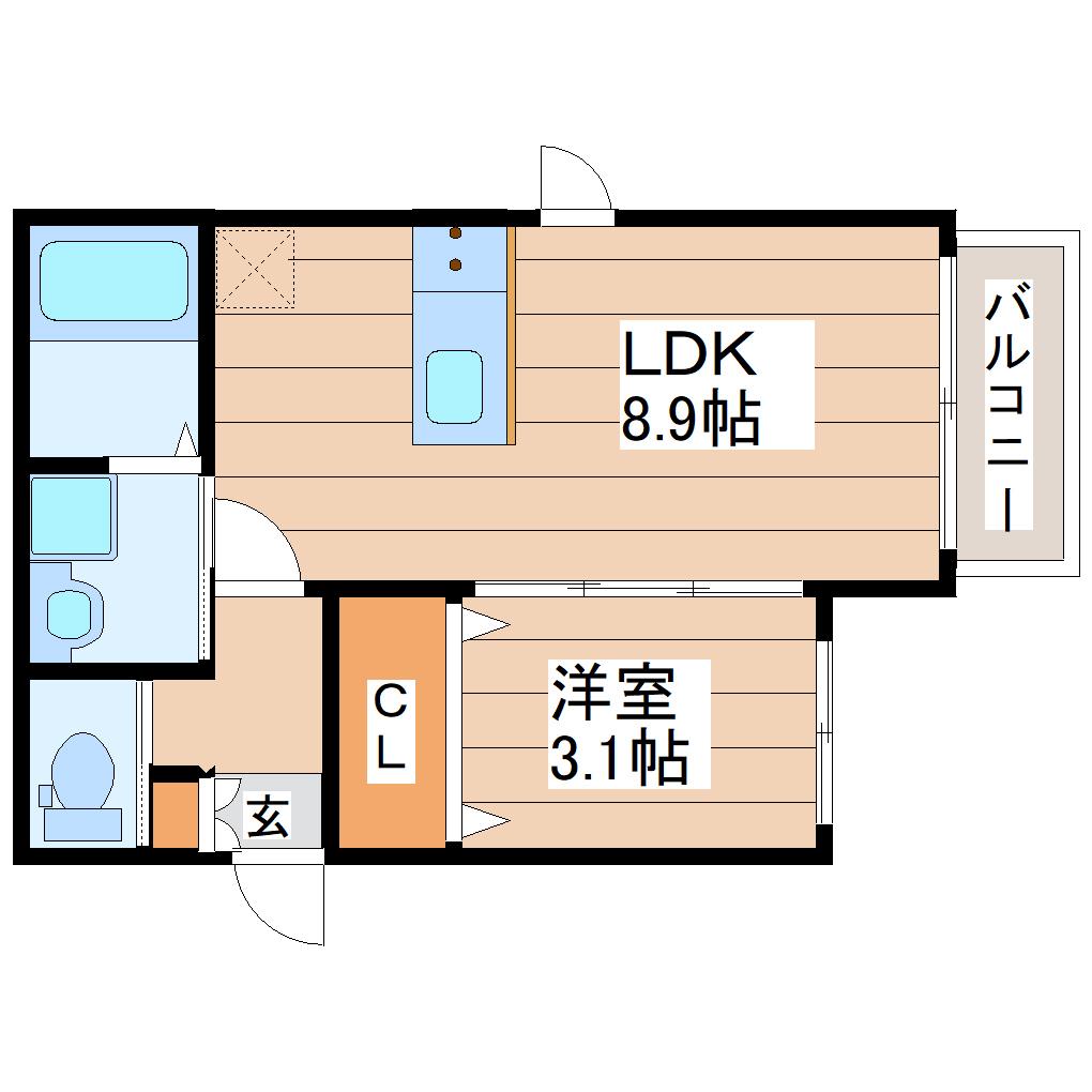 アルカンシエルO(1LDK/2階)の間取り写真