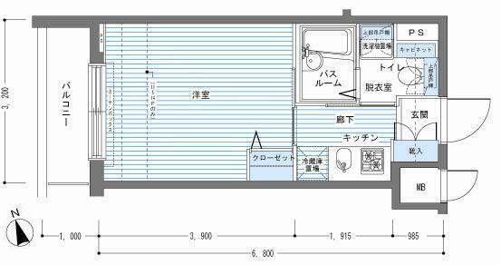 レジディア銀座東(1K/9階)の間取り写真