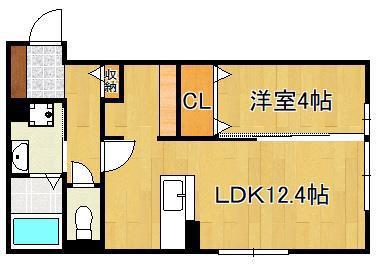 D-ROOM KASUMI(1LDK/1階)の間取り写真