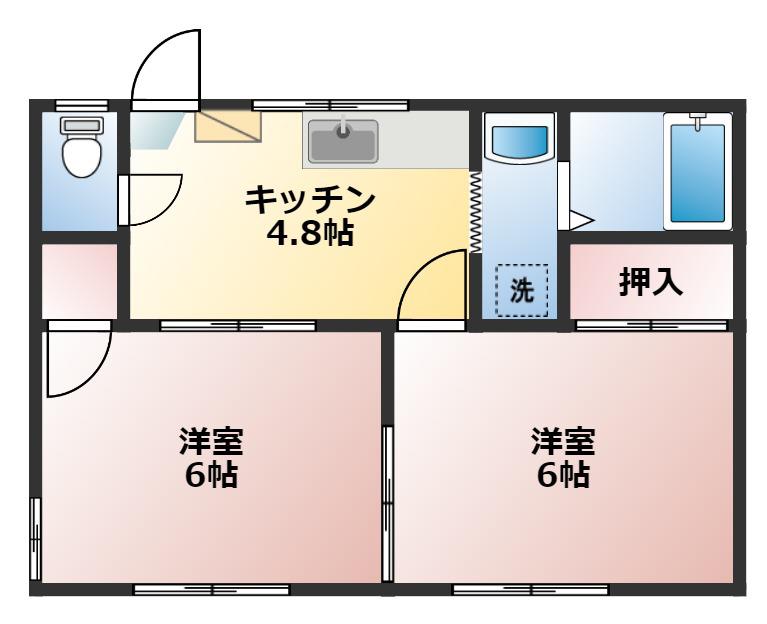 かすみコーポ(2K/1階)の間取り写真