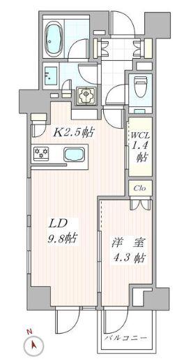 ブランズ六本木(1LDK/3階)の間取り写真