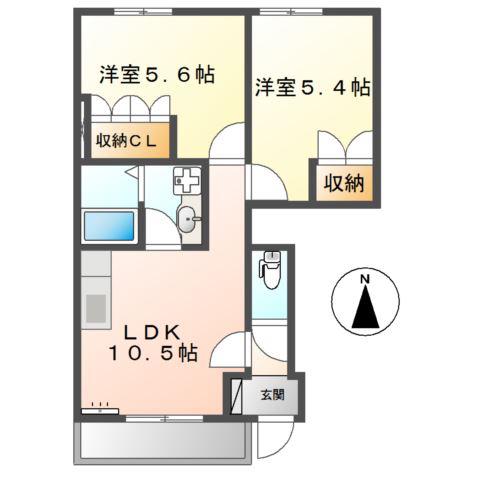 アル・フィオーレみつい(2LDK/1階)の間取り写真