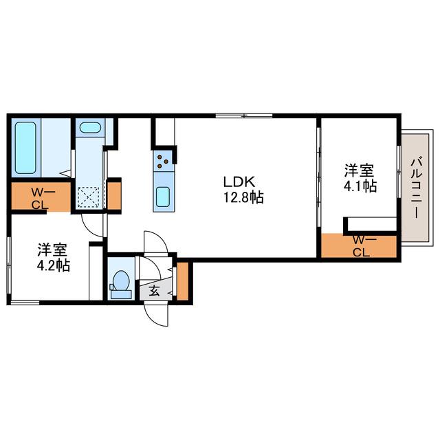 TERRACE WARABI テラスワラビ(2LDK/2階)の間取り写真