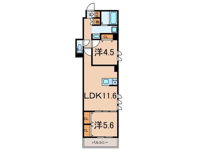 メゾンドトリニティE(2LDK/1階)の間取り写真