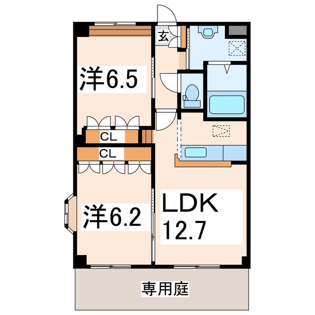 TWIN HILL(2LDK/1階)の間取り写真