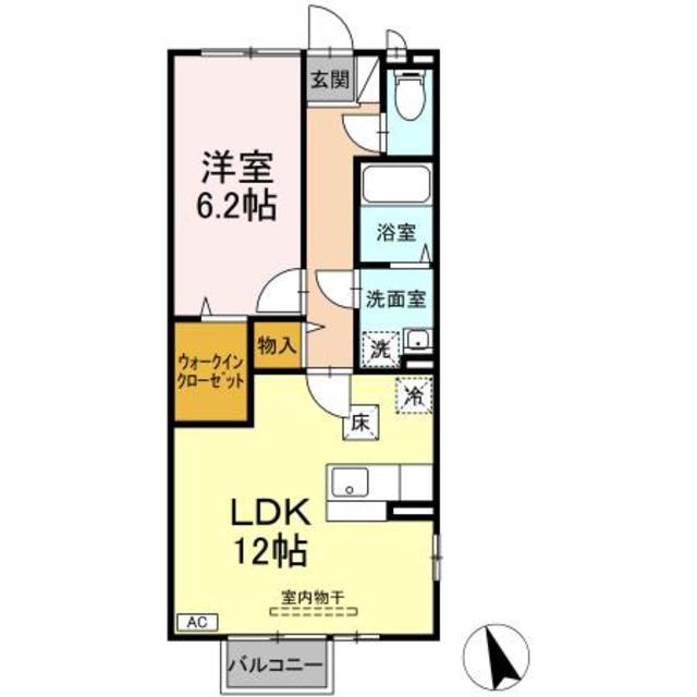 クレール四季彩の丘八番館(1LDK/1階)の間取り写真