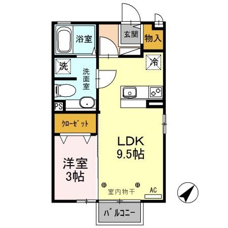 アネシスB・D(1LDK/2階)の間取り写真