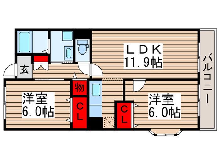ヴィアーレ JS(2LDK/3階)の間取り写真