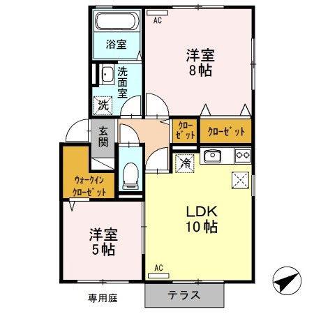 アグライア(2LDK/1階)の間取り写真