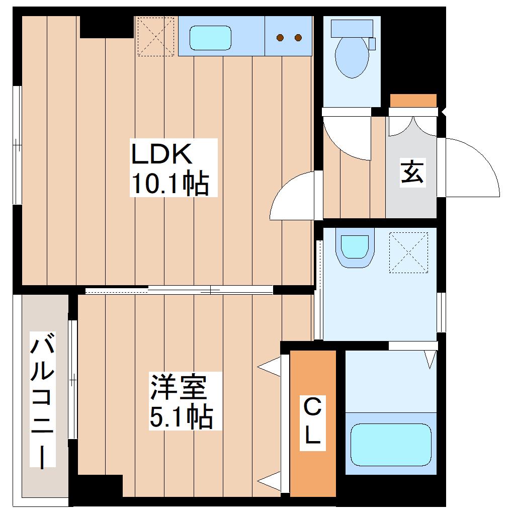 シャルム薬師堂ル・ポン(1LDK/2階)の間取り写真