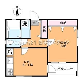 東雪谷4丁目Tハウス(1DK/2階)の間取り写真