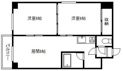 アスター南16条(2DK/2階)の間取り写真