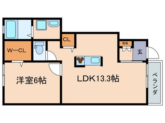 フラッツァ・カルム(1LDK/1階)の間取り写真