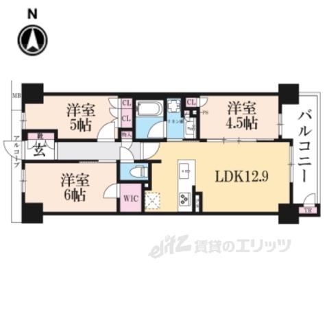 ファインレジデンス京都五条通(3LDK/6階)の間取り写真