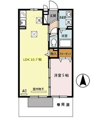 セジュールモナリエ篠山(1LDK/1階)の間取り写真