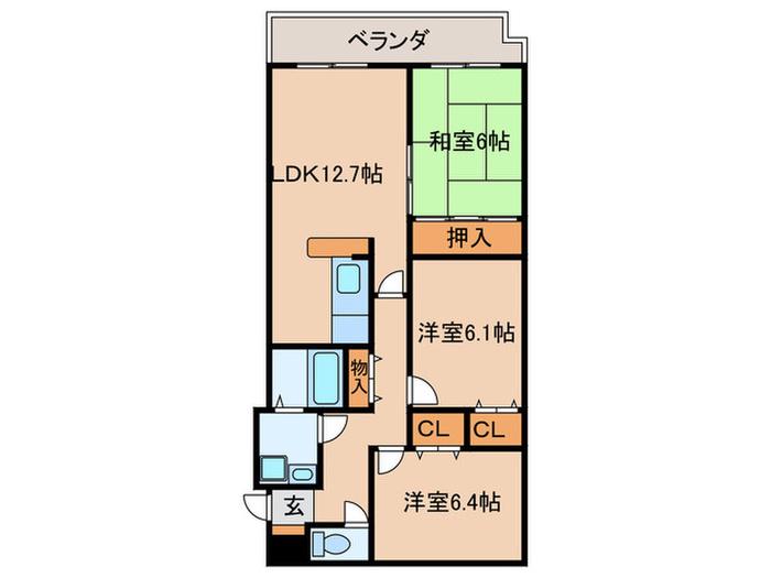 フレックス戸ノ内(3LDK/7階)の間取り写真