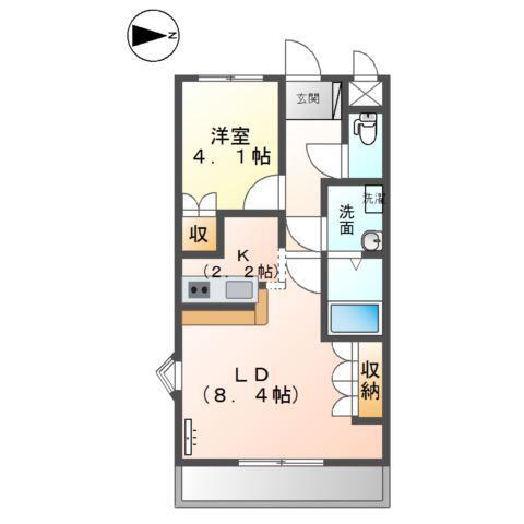 フローリッシュ若宮(1LDK/2階)の間取り写真