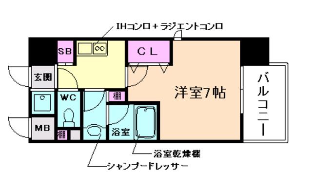 新大阪南グランドマンション(1K/4階)の間取り写真