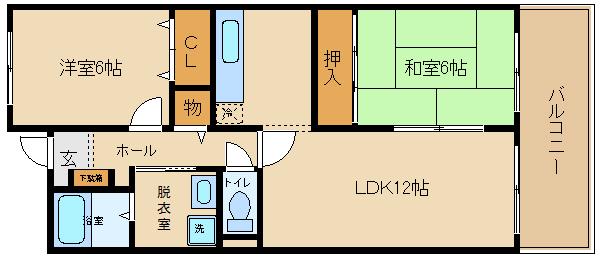 エイチ・ツー・オー国分(2LDK/2階)の間取り写真