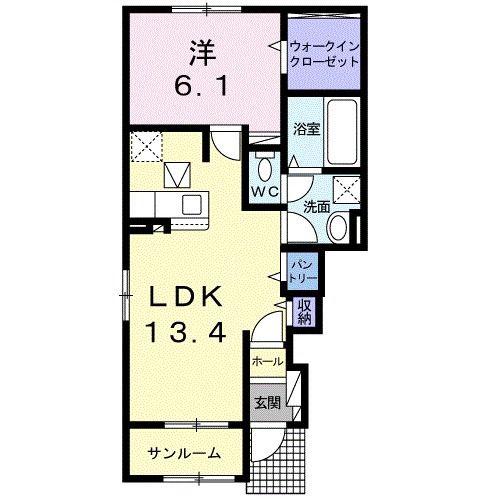 パーラメントハウスII B(1LDK/1階)の間取り写真