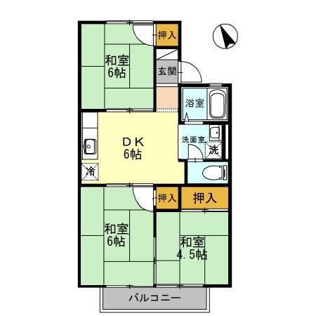 ファミール栄B(3DK/1階)の間取り写真
