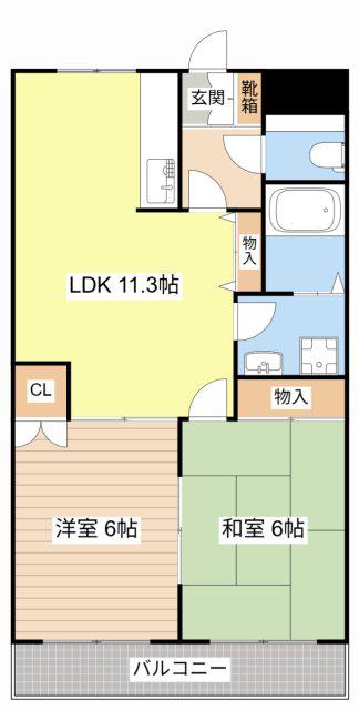 コーポ昴(2LDK/1階)の間取り写真