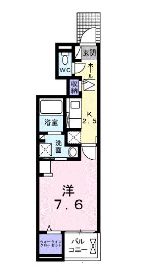 ハミングバ一ドII(1K/1階)の間取り写真