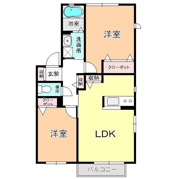 ヴェルデ・カワシマ(2LDK/2階)の間取り写真