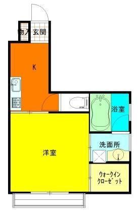 ディアコート大津(1K/1階)の間取り写真