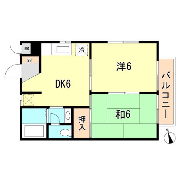 藤ハイツ(2DK/1階)の間取り写真