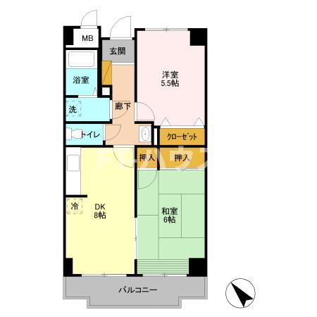 グラースマロニエ(2DK/4階)の間取り写真