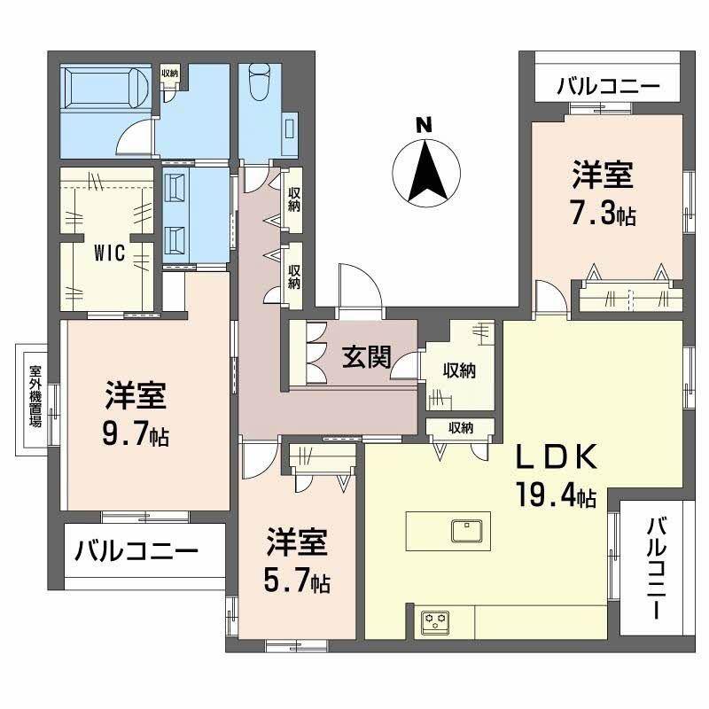 エリシア 御所南(3LDK/3階)の間取り写真