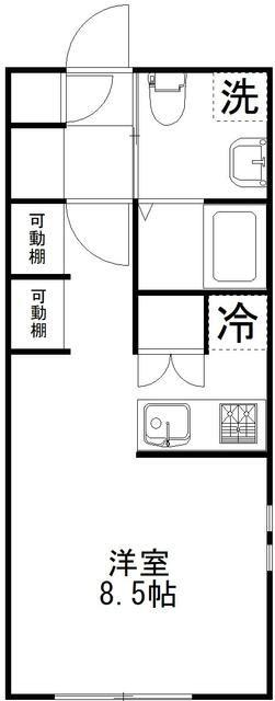 ティーズハイツ東習志野(ワンルーム/1階)の間取り写真