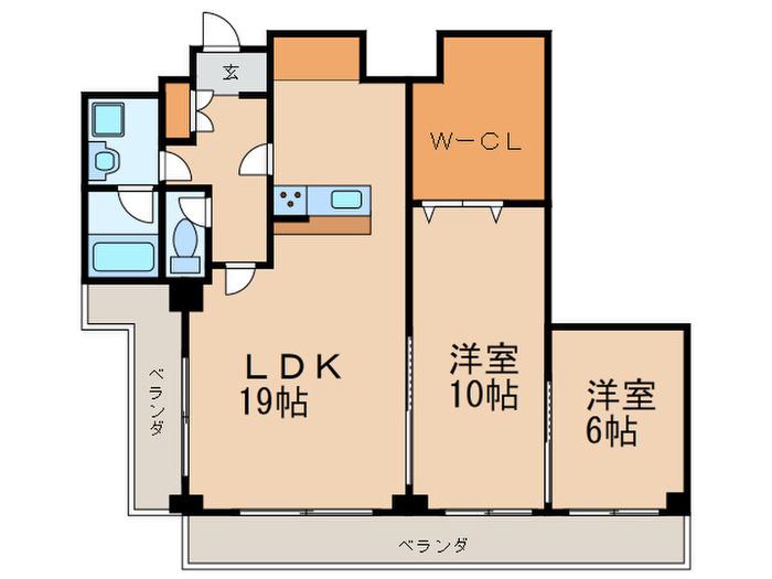 カーサ六番町(2LDK/7階)の間取り写真