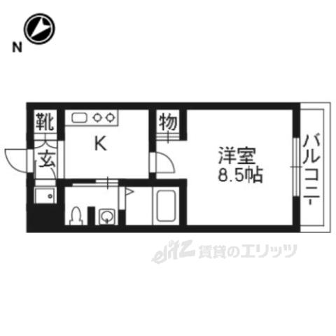 レジディア洛北(1K/1階)の間取り写真