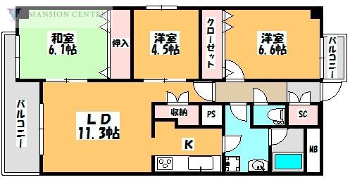 N-COURT(3LDK/1階)の間取り写真