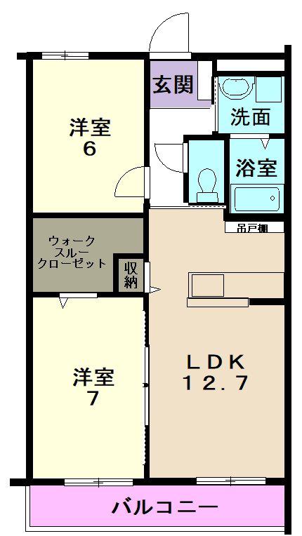 クアルトギショウ(2LDK/1階)の間取り写真