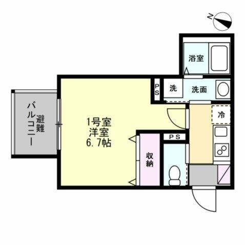 ベイルーム海老名エルデ(1K/1階)の間取り写真