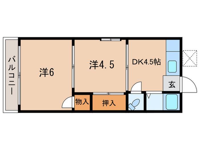 マンションレークサイド(2DK/3階)の間取り写真