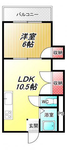 山本北コーポラス1号(1LDK/1階)の間取り写真