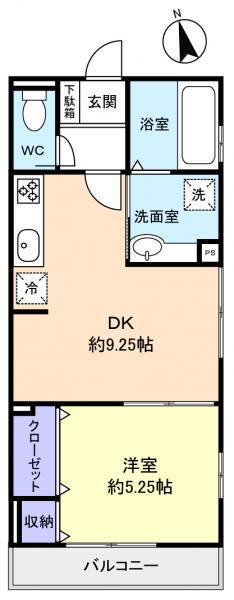 JYUTO村上IIA棟(1LDK/1階)の間取り写真