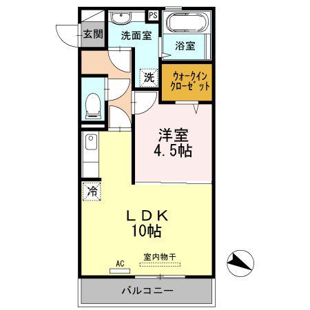 パレス丹波参番館(1LDK/3階)の間取り写真