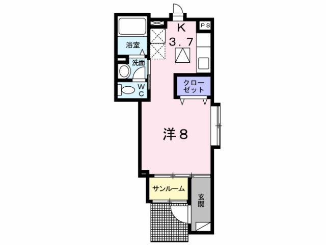 JR佐世保線 早岐駅 徒歩13分 2階建 築14年(1K/1階)の間取り写真