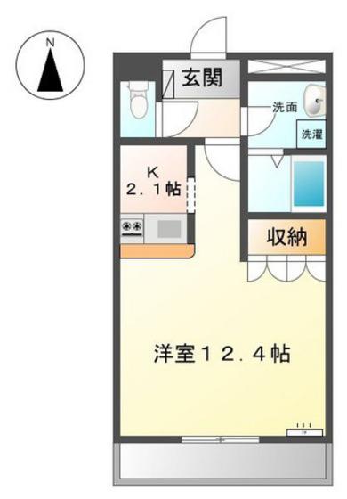 ジェミニ当新田(1K/2階)の間取り写真