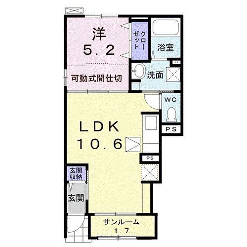 ベルファニー 立石A(1LDK/1階)の間取り写真