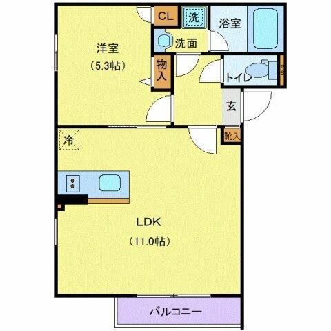 LUNIQ文京音羽ノース(1LDK/1階)の間取り写真