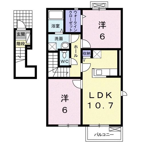 ルース デラ プレッソ III(2LDK/2階)の間取り写真